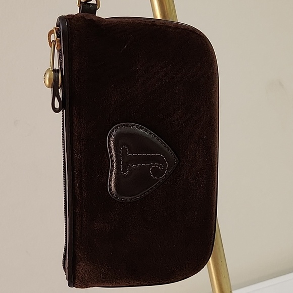 Juicy Couture Y2K Pink  Chocolate Brown Velvet Embroidered Wristlet Clutch - Picture 6 of 16